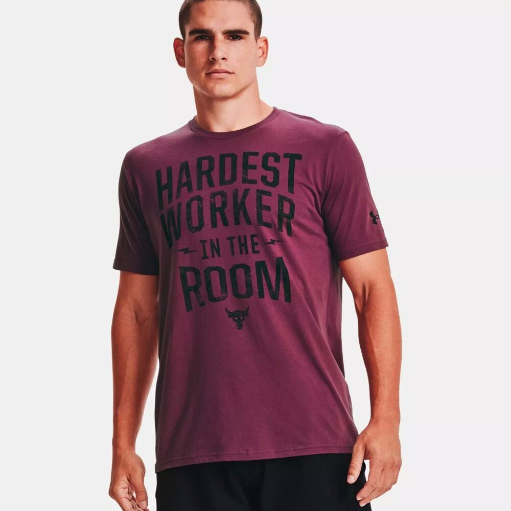Under Armour Men Project Rock Hardest Worker T-Shirt 1357190 Purple NWT
